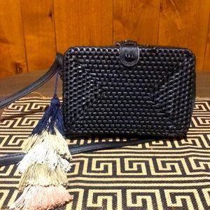 NWT MadeTerra Handcrafted Black Woven Handbag